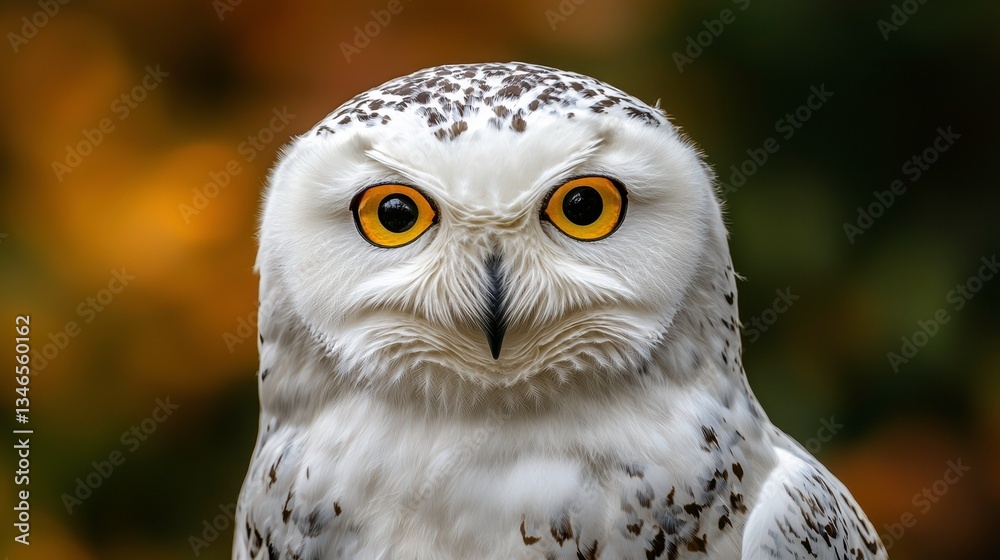 Close-Up Portrait of a Soft White Snowy Owl with Stunning Features Close-Up Portrait of a Soft White Snowy Owl with Stunning Features