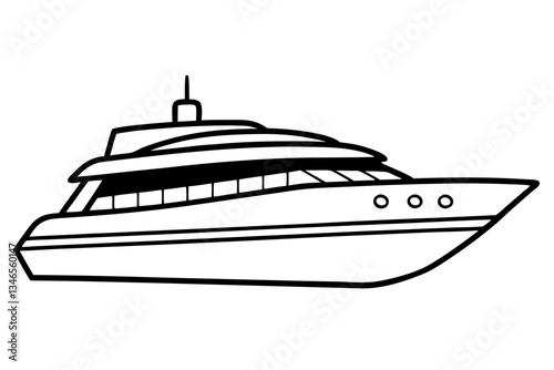 yacht line art silhouette vector illustration