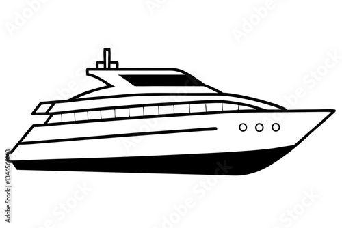 yacht line art silhouette vector illustration