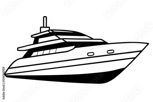 yacht line art silhouette vector illustration