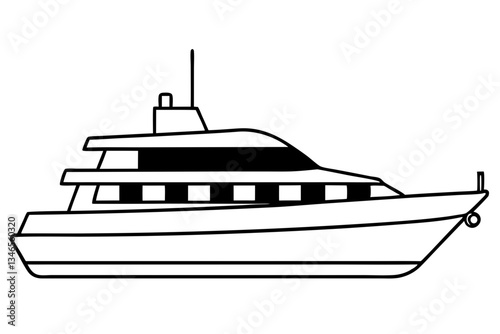 yacht line art silhouette vector illustration