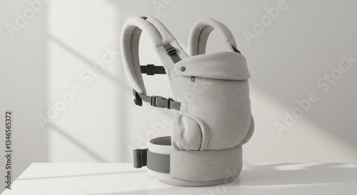 Soft Grey Baby Carrier; Ergonomic Newborn Infant Sling, Studio Shot