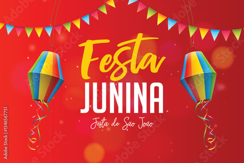 Realistic festa junina and garlands