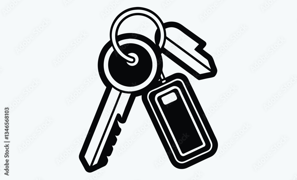 Keychain with house keys icon, real estate symbol, vector illustration Keychain with house keys icon, real estate symbol, vector illustration