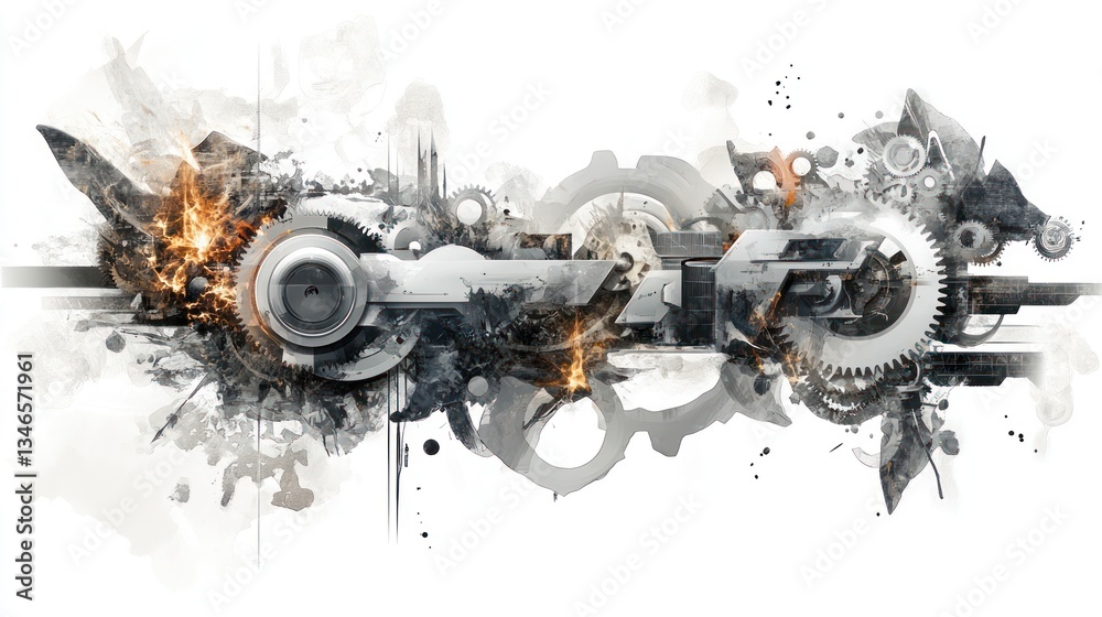 Abstract Mechanical Design, Gears and Explosions Abstract Mechanical Design, Gears and Explosions