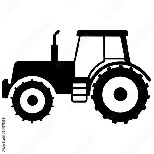 Red tractor on a white background isolated with farm and agricultural equipment