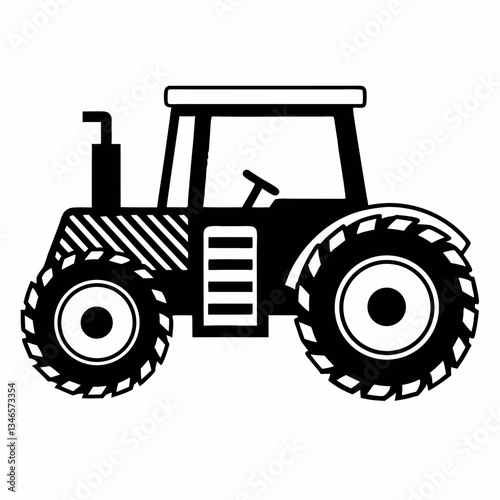 Red tractor on a white background isolated with farm and agricultural equipment