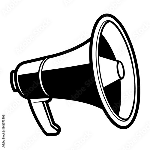 Vector illustration of a red megaphone icon for communication and announcements
