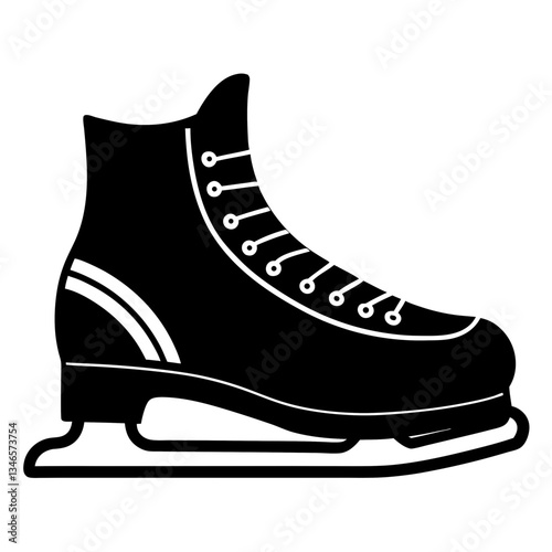 White ice hockey skates isolated on white background with leather boots and blades
