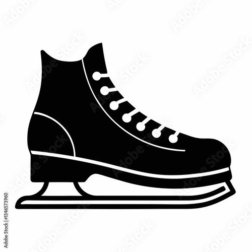 White ice hockey skates isolated on white background with leather boots and blades