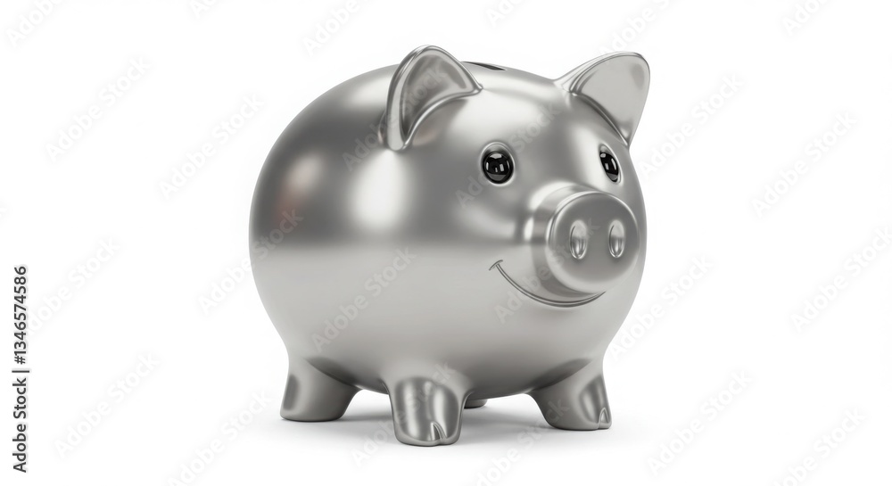 Silver Piggy Bank, Metal Savings Bank - 3D Render of a Cute Piggy Bank for Finance and Money Concepts Silver Piggy Bank, Metal Savings Bank - 3D Render of a Cute Piggy Bank for Finance and Money Concepts