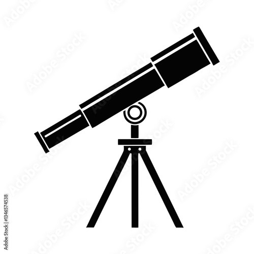 Man holding a telescope with a tripod isolated on white background