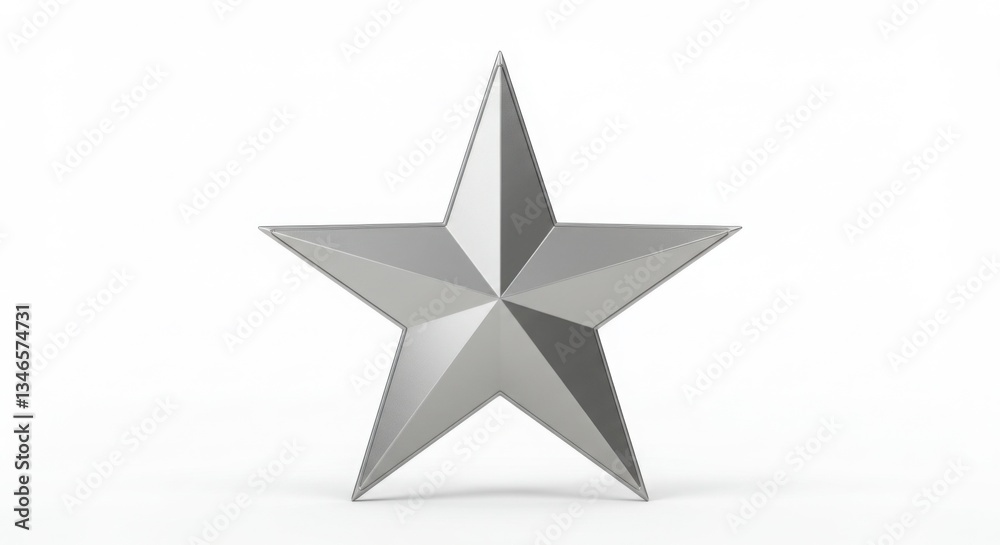 Obraz premium Silver Metallic Star, Five Pointed Star Award, 3D Render of a Shiny Star