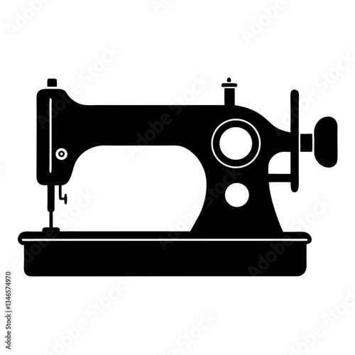 Vintage black sewing machine isolated on a white background