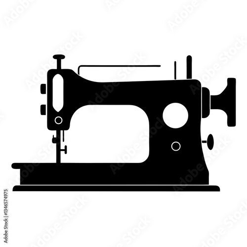 Vintage black sewing machine isolated on a white background
