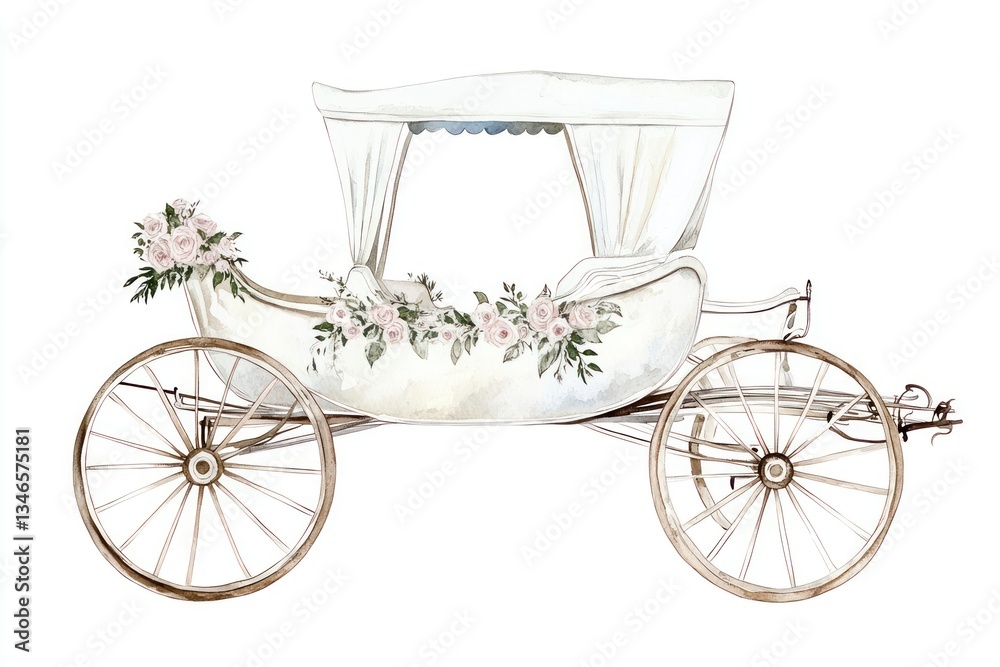Fototapeta premium Elegant vintage wedding carriage illustration