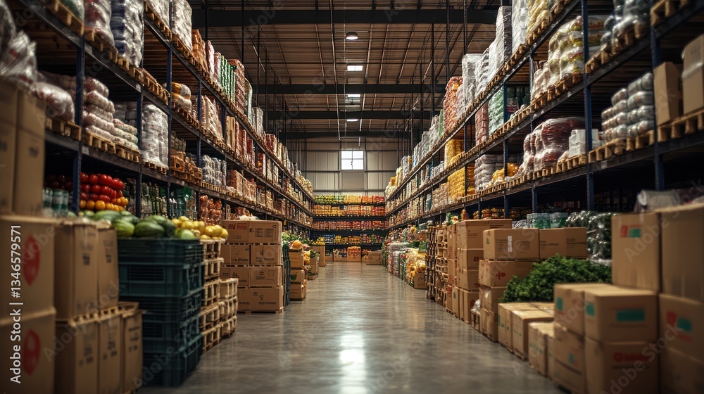 Warehouse Storage Aisle Full of Cardboard Boxes Warehouse Storage Aisle Full of Cardboard Boxes