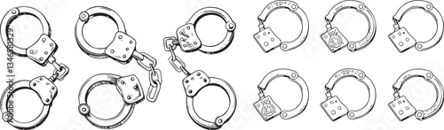 Hand drawn handcuffs illustration