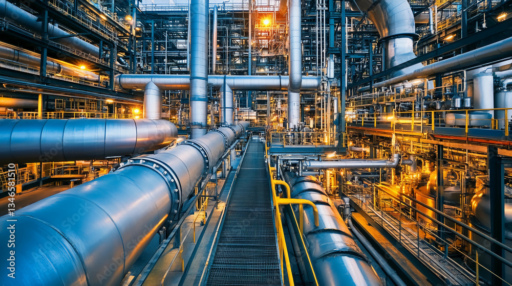 A picture of a factory with a lot of pipes A picture of a factory with a lot of pipes