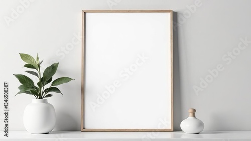 Photo frame mockup on dresser