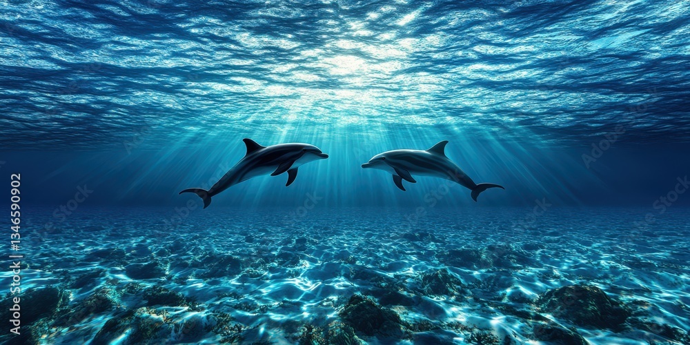 Obraz premium Graceful Dolphins in Motion Banner