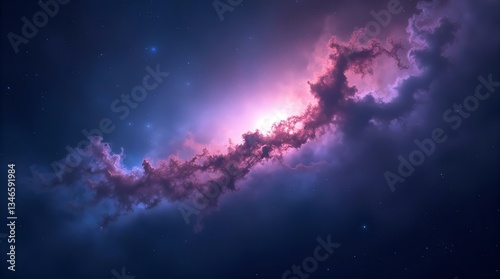 Obraz na płótnie Vibrant Pink Purple Nebula Cloud in Deep Blue Space with Stars Celestial Cosmos w salonie