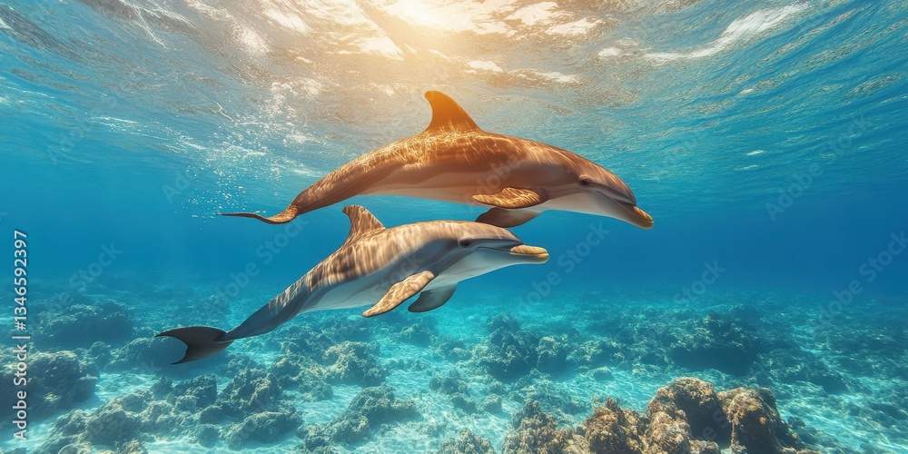 Obraz premium Graceful Dolphins in Motion Banner