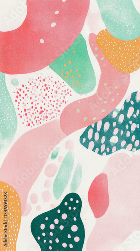 Playful Terrazzo Inspired Illustration, Design for Wrapping Paper, Scrapbooking, Backdrops and Other Creative Projects