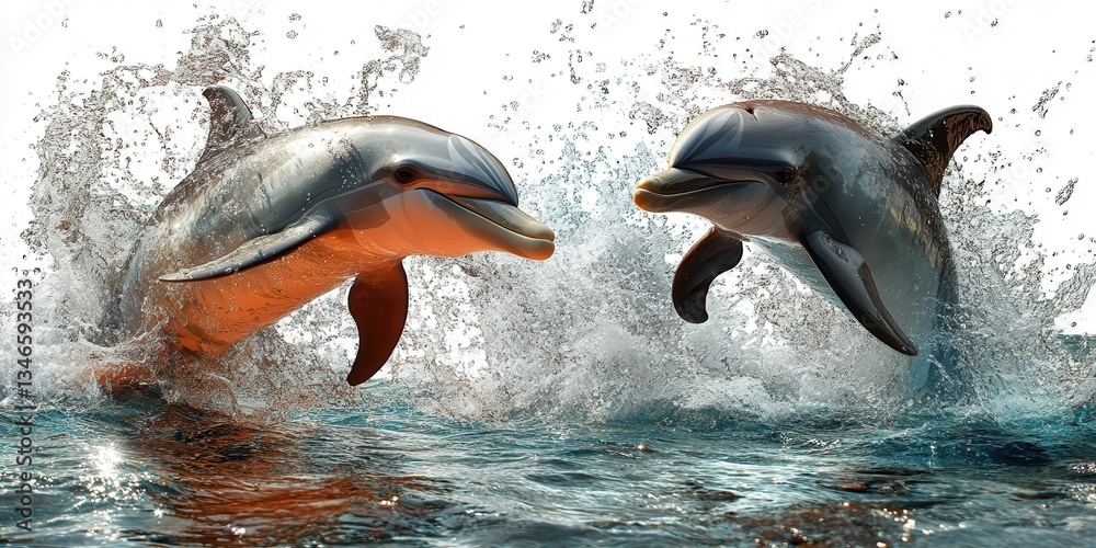 Fototapeta premium Graceful Dolphins in Motion Banner