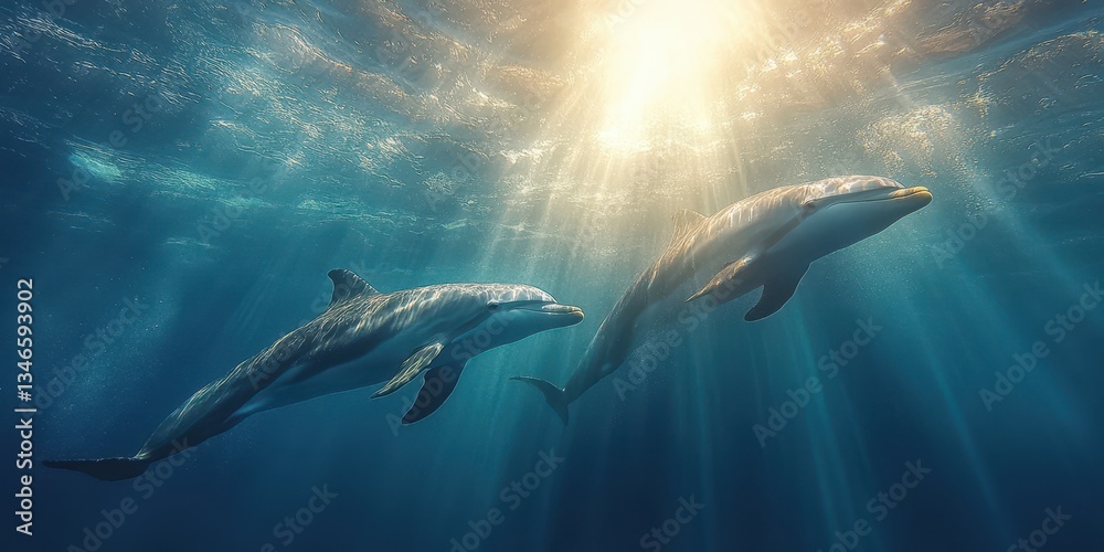 Fototapeta premium Graceful Dolphins in Motion Banner