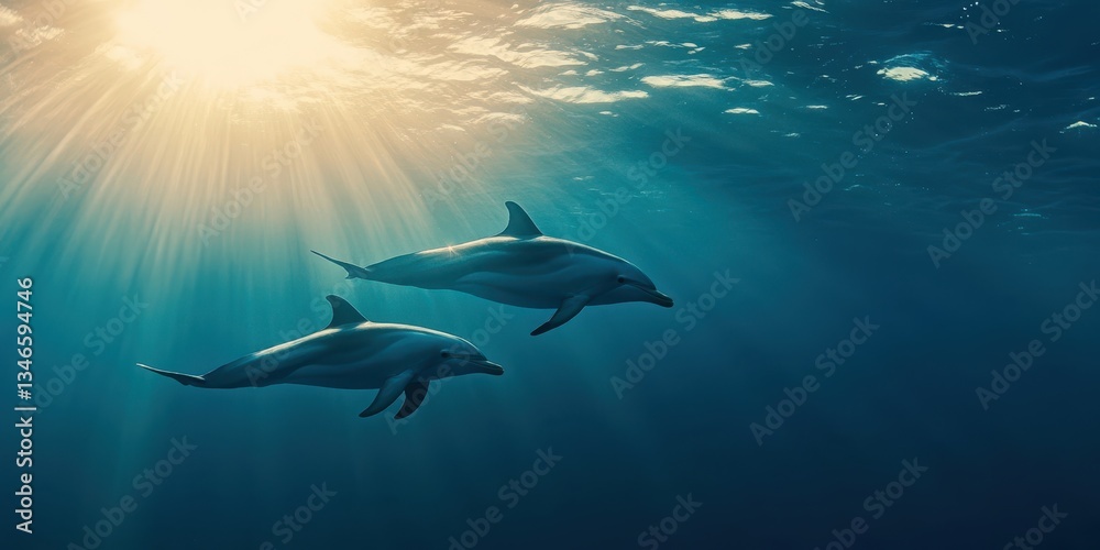 Fototapeta premium Graceful Dolphins in Motion Banner