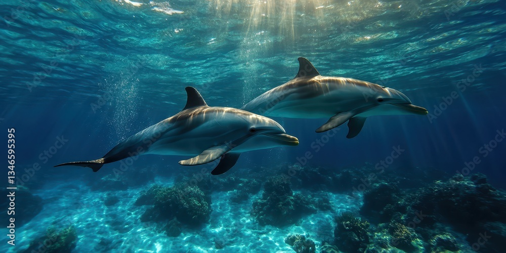 Obraz premium Graceful Dolphins in Motion Banner