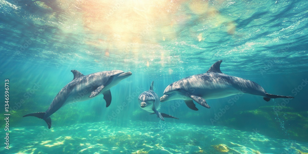 Fototapeta premium Graceful Dolphins in Motion Banner