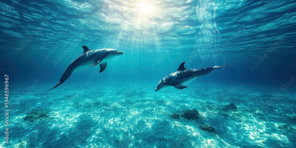 Fototapeta premium Graceful Dolphins in Motion Banner