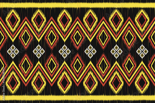 Geometric Diamond With Ikat Pattern On black Background