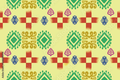 Geometric Ikat Seamless Pattern Background