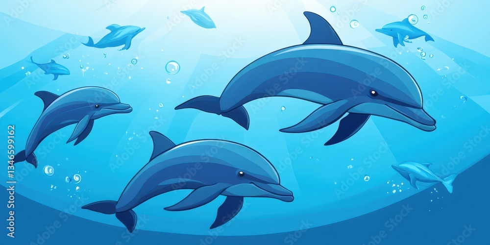 Obraz premium Graceful Dolphins in Motion Banner