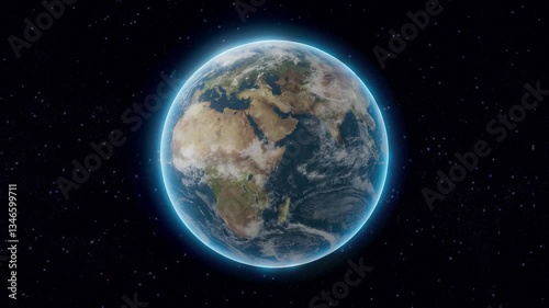 Planet earth revolving slowing in a seamless loop on a dark background