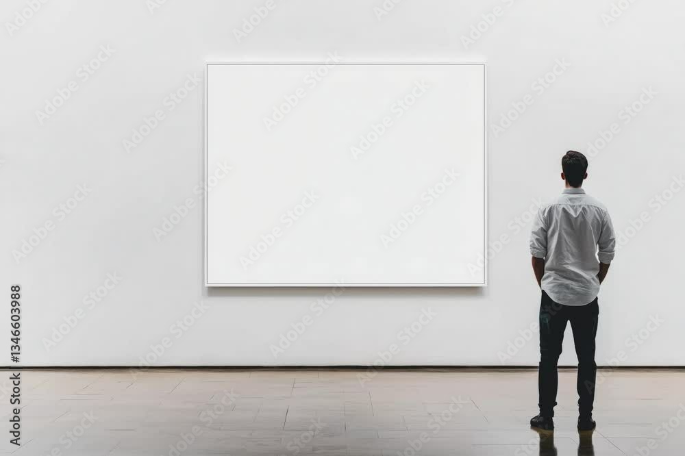 Blank white wall mockup in sunny modern empty gallery, 3d rendering. Clear big stand mock up in museum with contemporary art exhibitions. Large hall interior with wide banner exposition template.	
