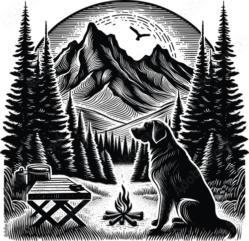 Hunting Dog vector black silhouette cricut design for T-Shirt