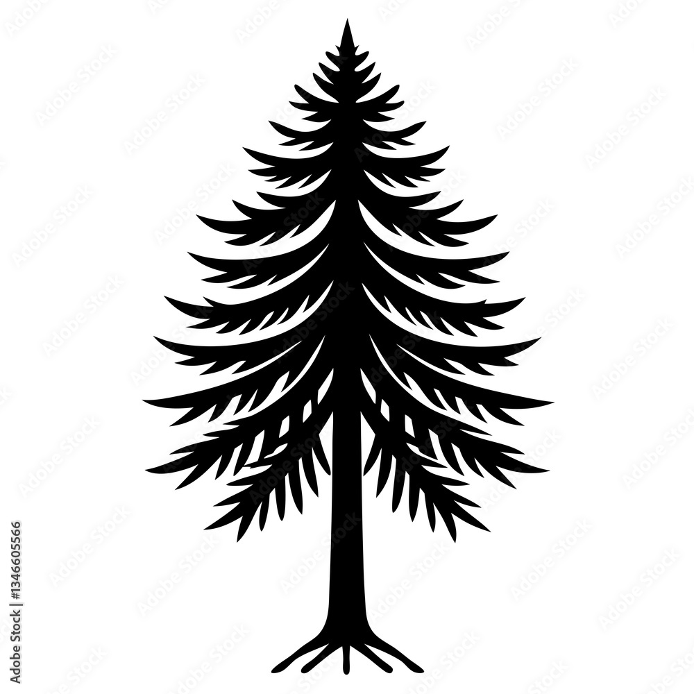 Jack Pine Tree Top to Root Icon Vector Jack Pine Tree Top to Root Icon Vector
