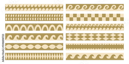 Vector border and frame element, pattern in simple floral wavy and groovy naive style, ocean and vacation theme,  flowers and plants, floral botanic hand drawn design templates, modern art prints
