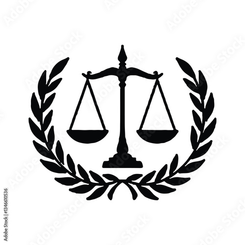 Justice Scale Logo – Law and Legal Symbol with Laurel Wreath.
