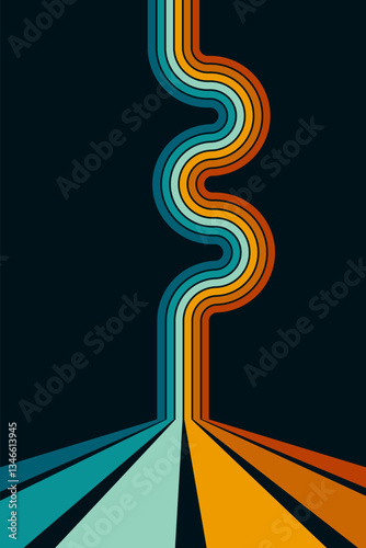 Vintage striped backgrounds, posters, banner samples retro colors 1970s 1900s 70s 80s 90s. Retro vintage style 70s striped background poster lines. Shapes vector design graphic 1980s.