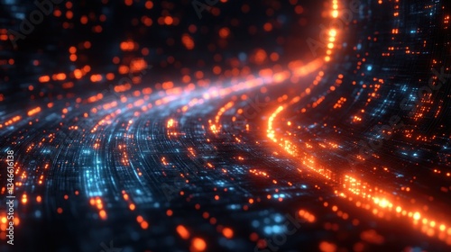 Abstract swirling energy paths in digital space