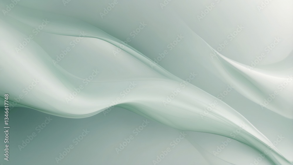 Obraz premium Soft green and white abstract flowing lines on a background
