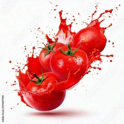 Tomato sauce splash, isolated on white with clipping path, showcasing freshness and rich texture.