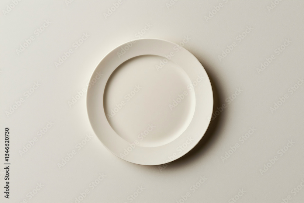 white plate is sitting on a white table. The plate is empty and has a simple design. Concept of calmness and simplicity white plate is sitting on a white table. The plate is empty and has a simple design. Concept of calmness and simplicity