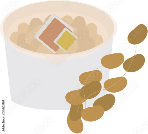 シンプルなカップ入りの納豆のイラスト