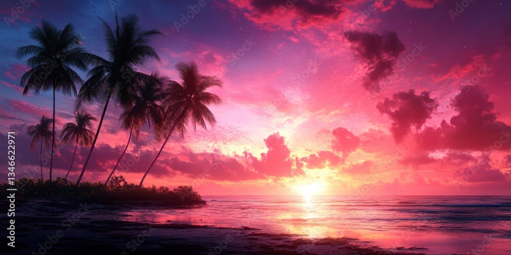 Fototapeta premium Palm Trees Banner